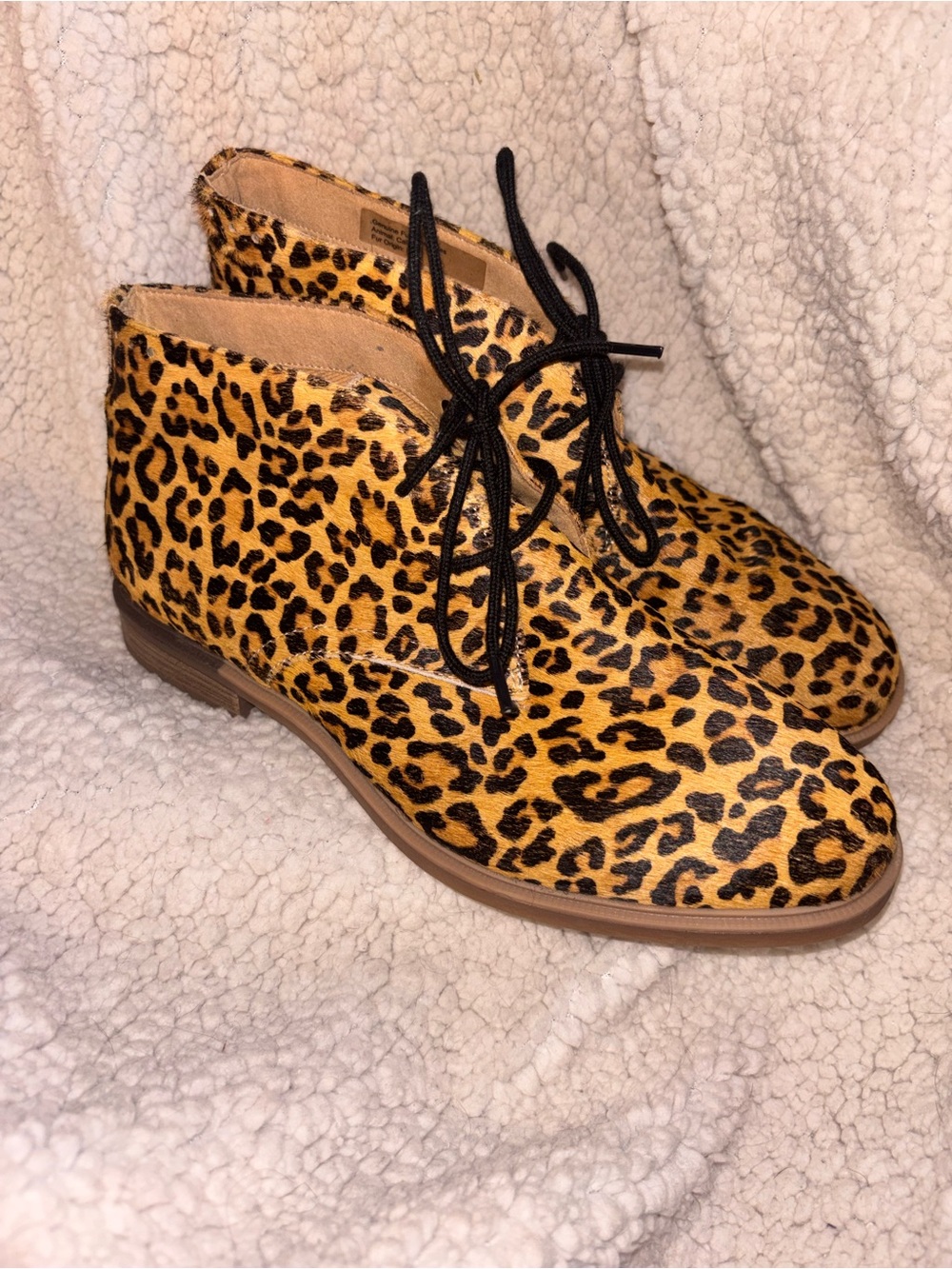 Hush Puppies Leopard Calf Hair Chukka Shoes Women’s 10 US Genuine Fur